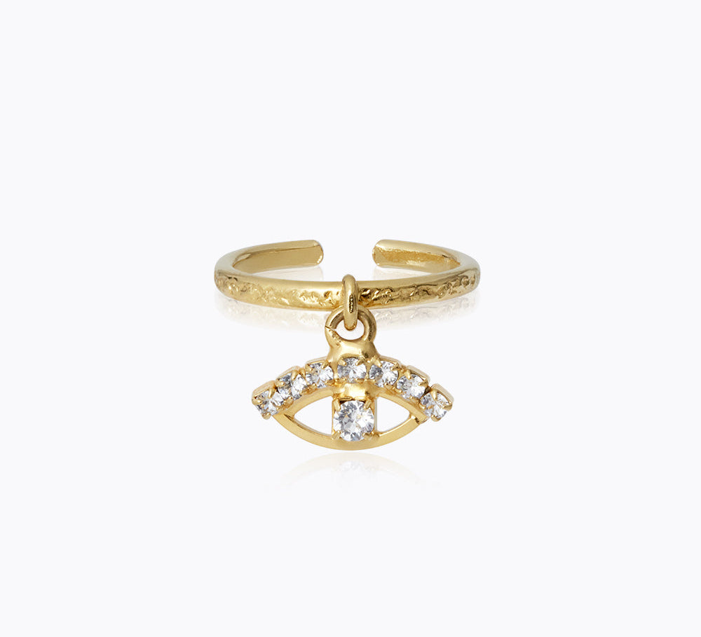 Caroline Svedbom - Petite Greek Eye Ring Crystal Gold