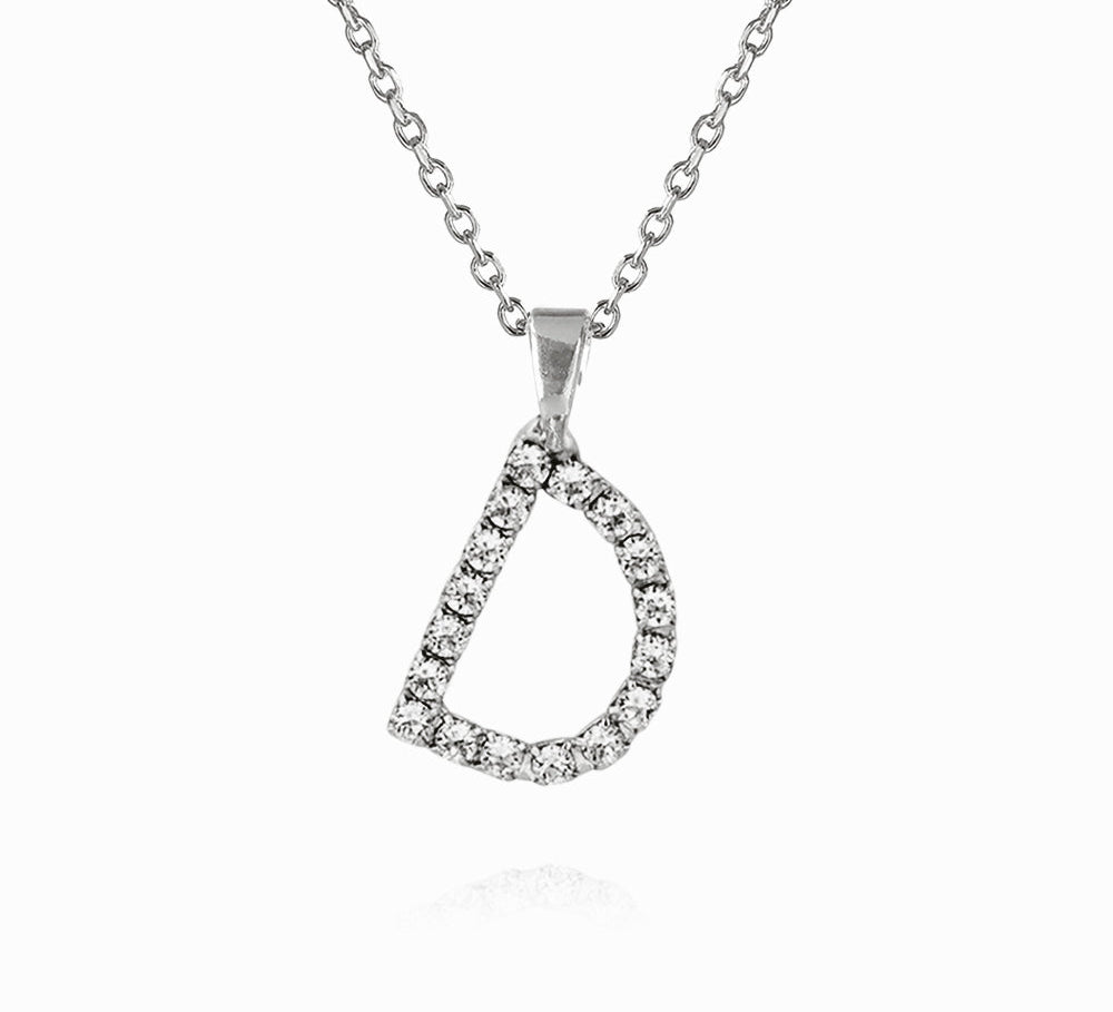 Mini Letter Necklace D / Crystal