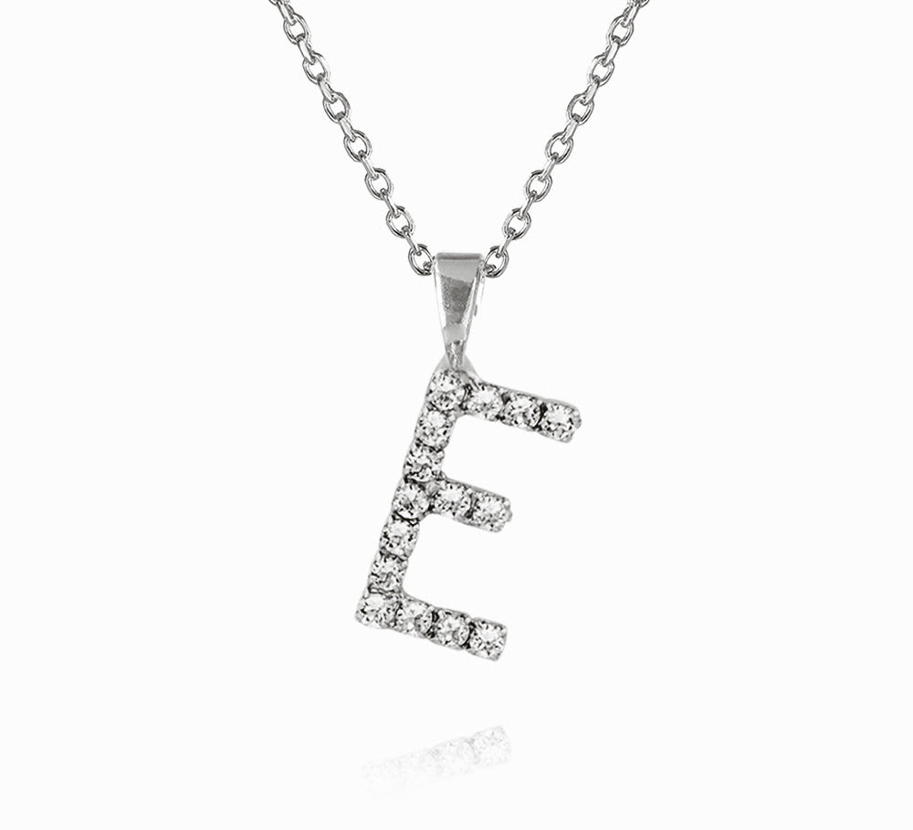 Mini Letter Necklace E / Crystal