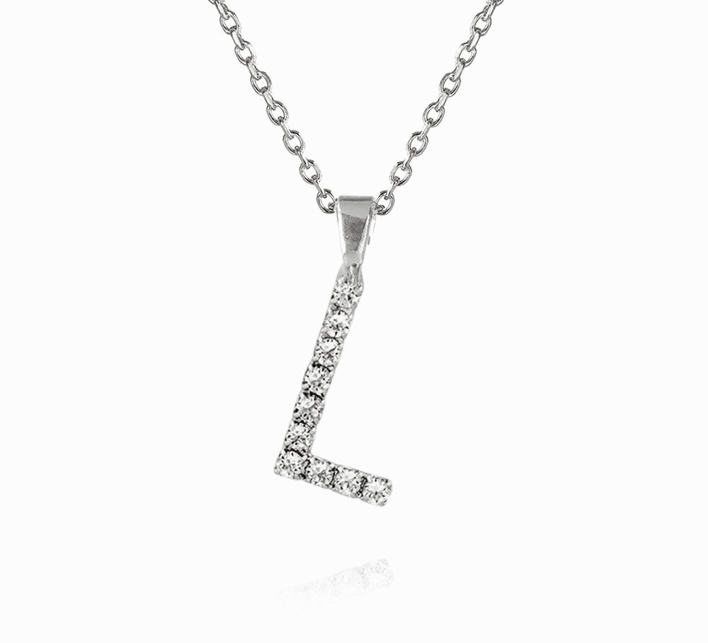 Mini Letter Necklace L / Crystal