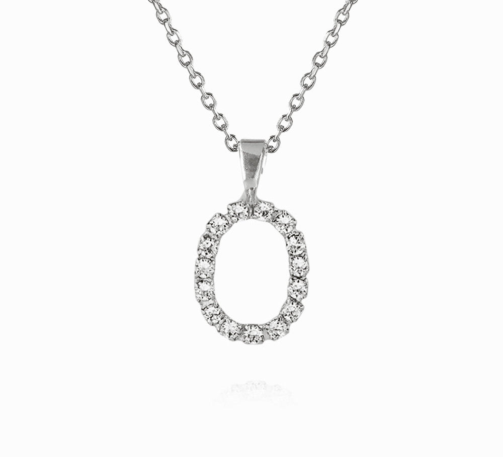 Mini Letter Necklace O / Crystal