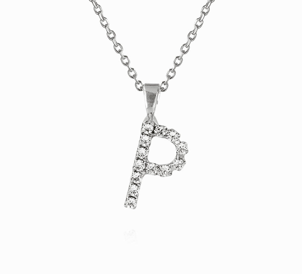 Mini Letter Necklace P / Crystal