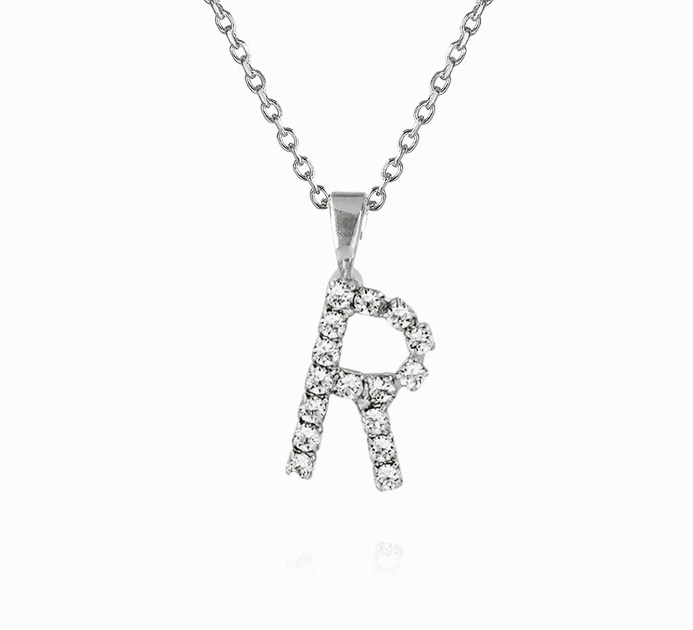 Mini Letter Necklace R / Crystal