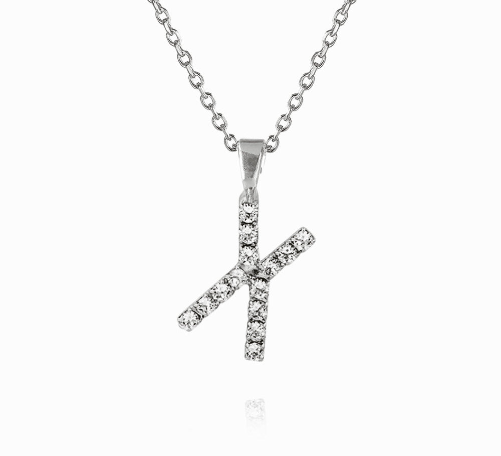 Mini Letter Necklace X / Crystal