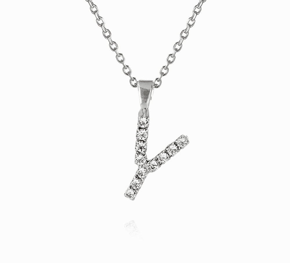 Mini Letter Necklace Y / Crystal