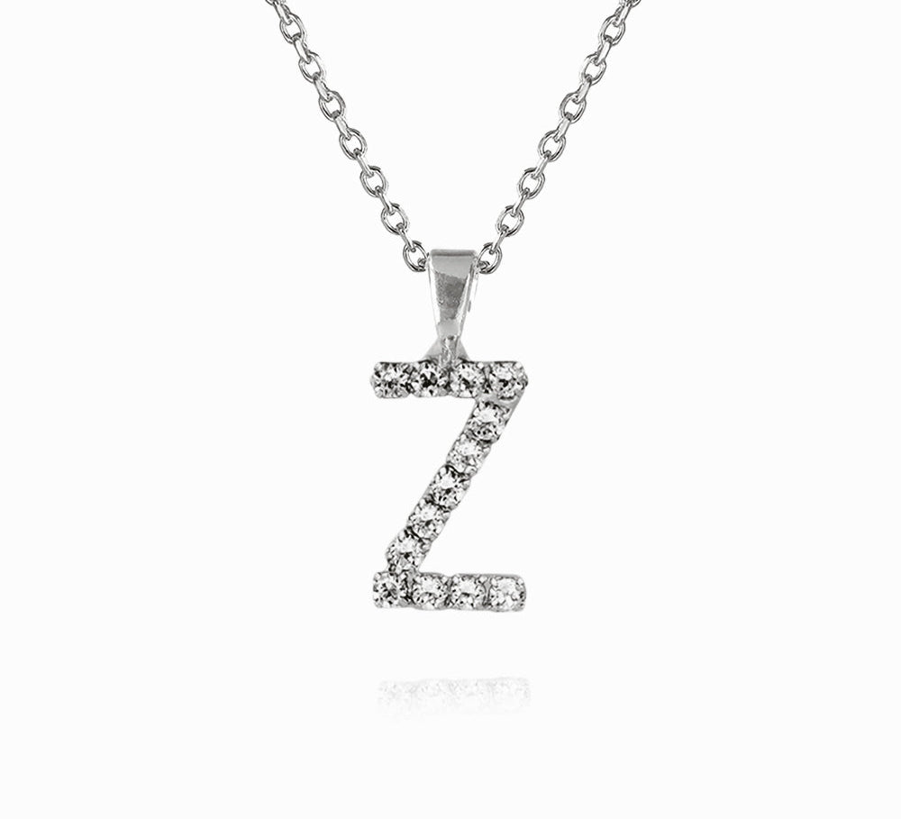 Mini Letter Necklace Z / Crystal