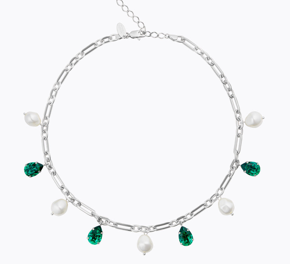 Ayra Necklace / Pearl + Majestic Green