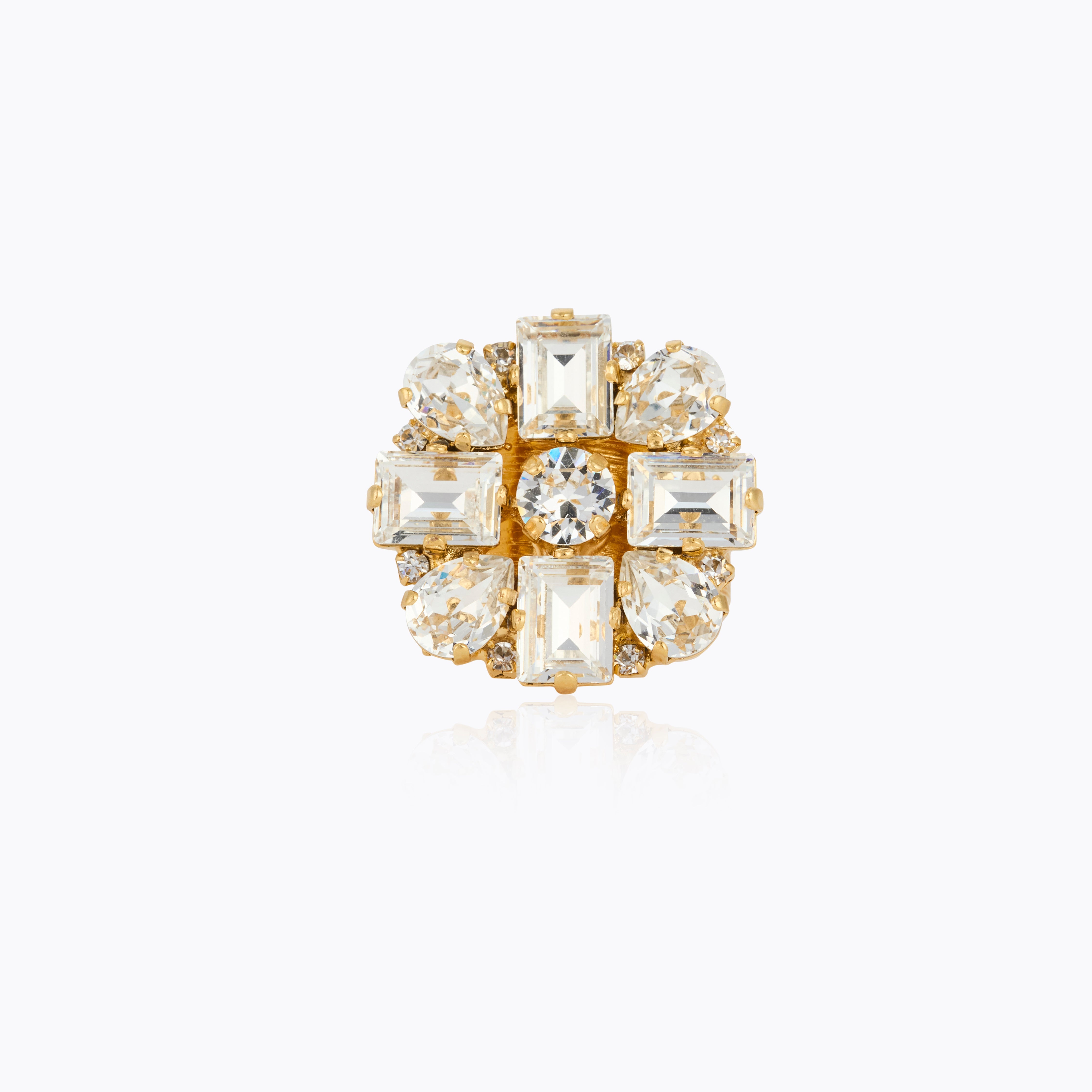 Caroline Svedbom - Diora Statement Ring Crystal Gold