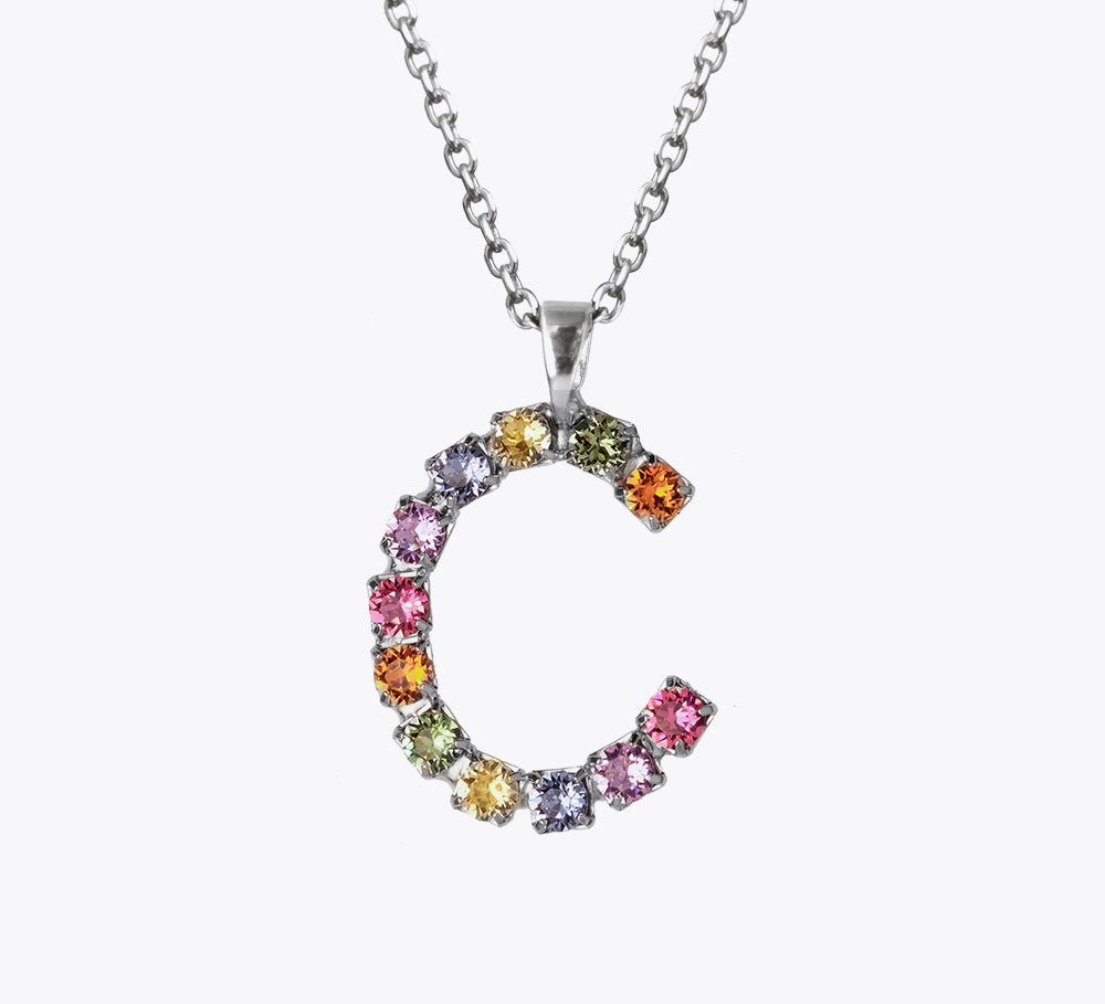Letter Necklace C / Rainbow Combo