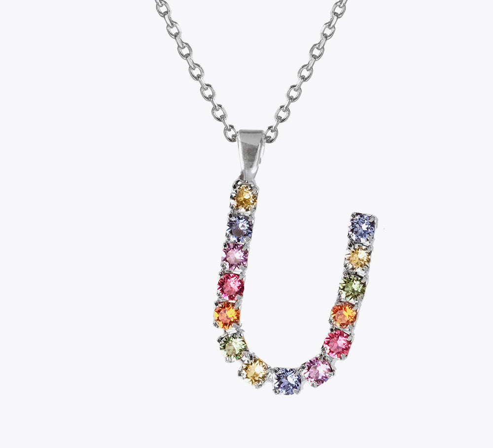Letter Necklace U / Rainbow Combo
