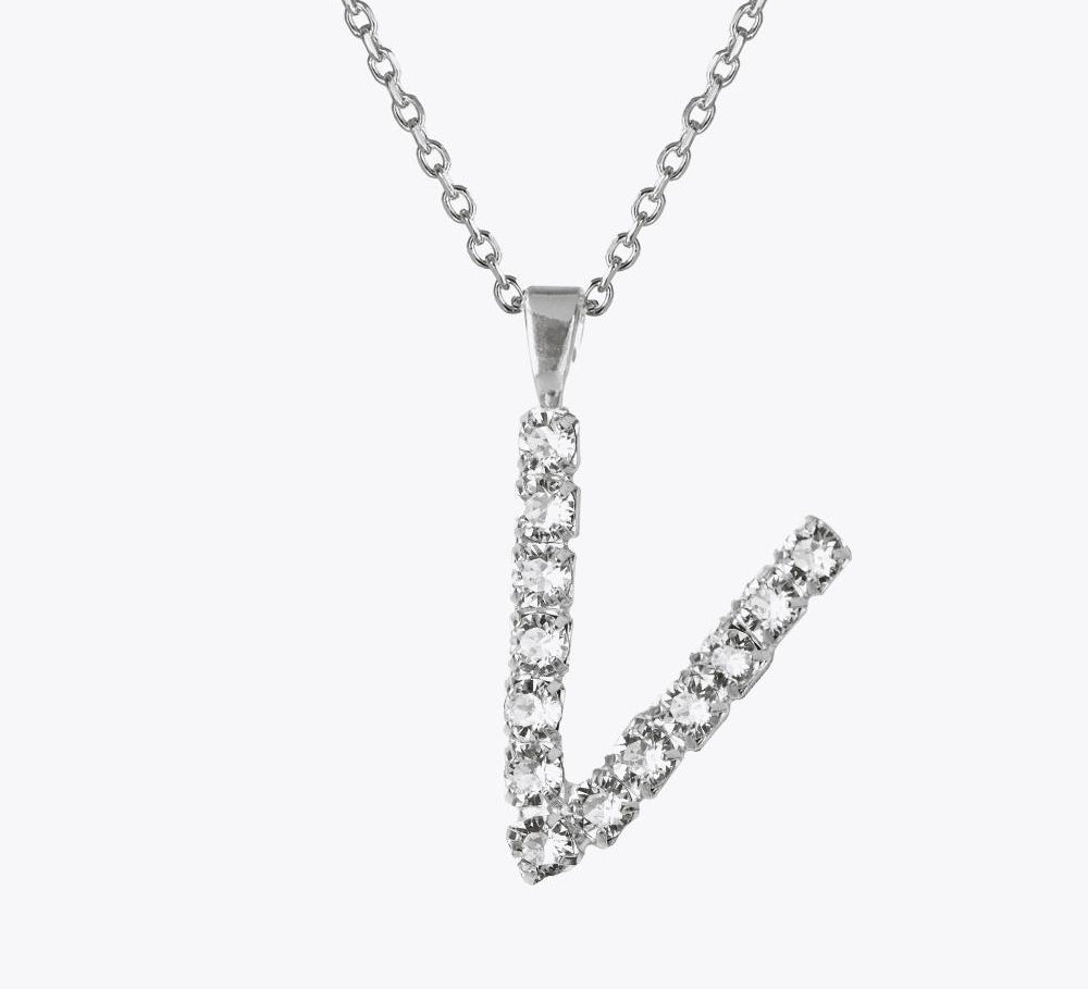 Letter Necklace V / Crystal