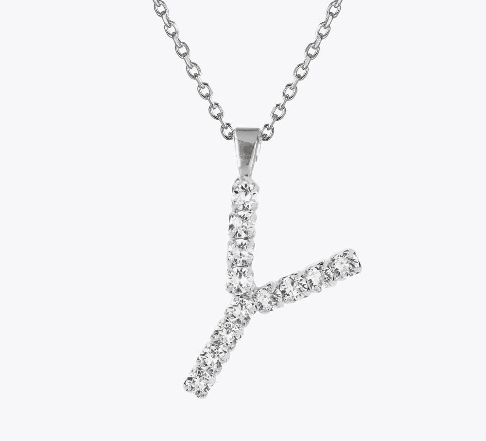 Letter Necklace Y / Crystal