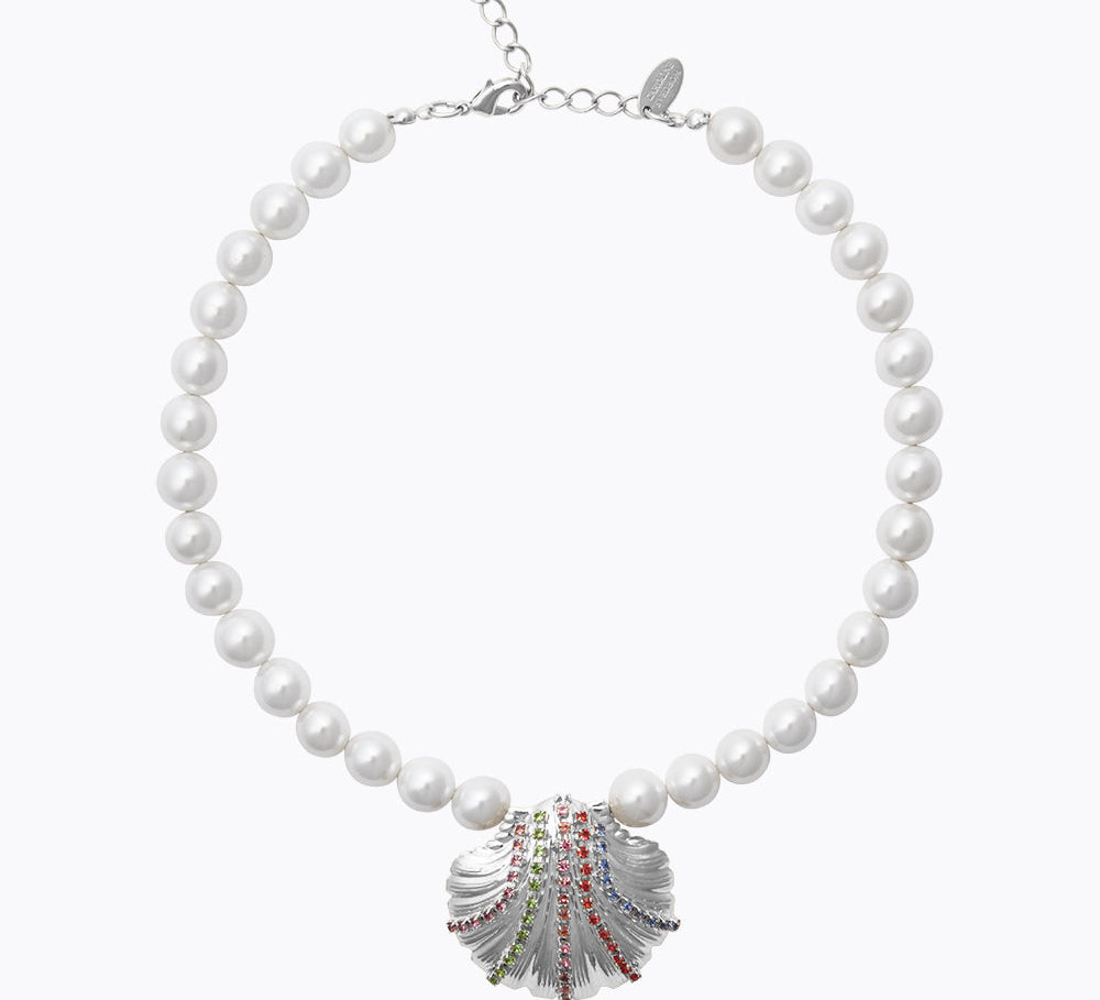 Caroline Svedbom - Mirella Pearl Choker Rainbow Combo Rhodium