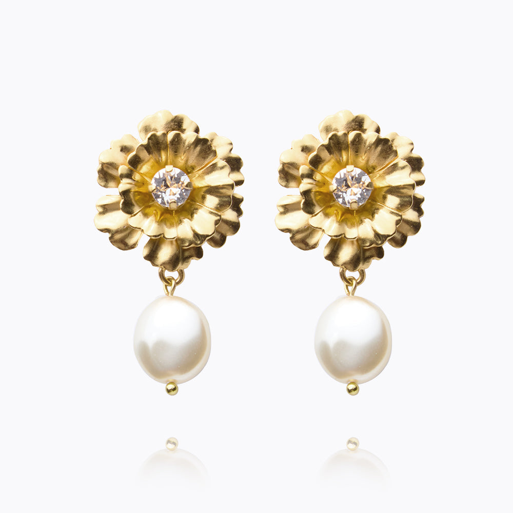 Caroline Svedbom - Blossom Pearl Earrings Crystal Gold