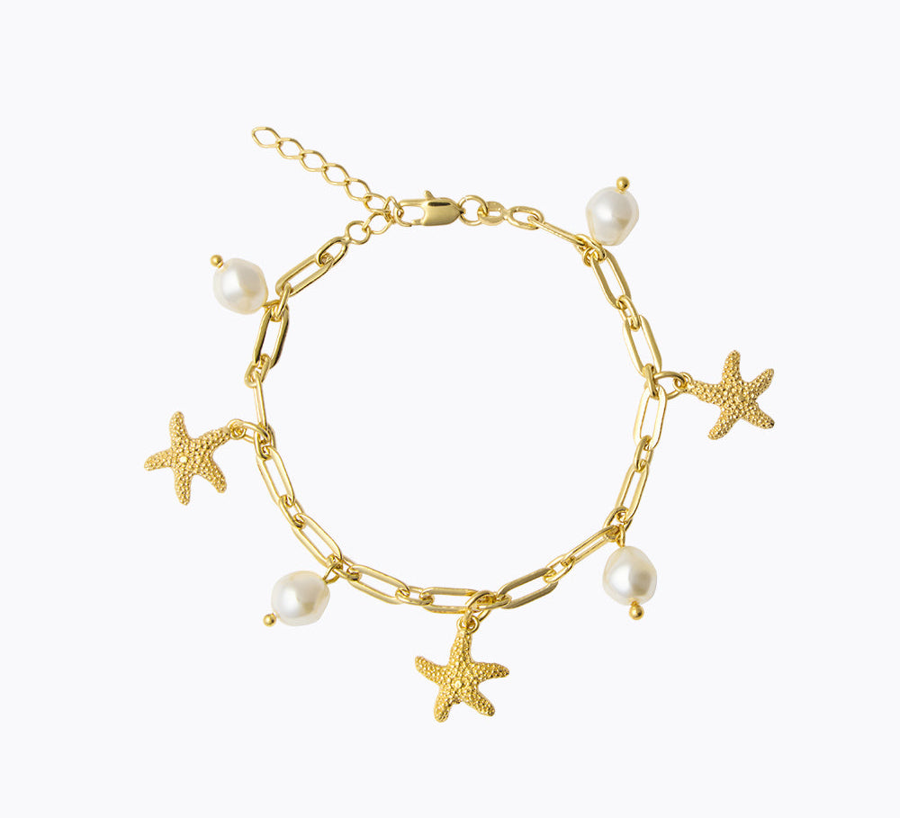 Caroline Svedbom - Sea Star Chain Bracelet Pearl Gold