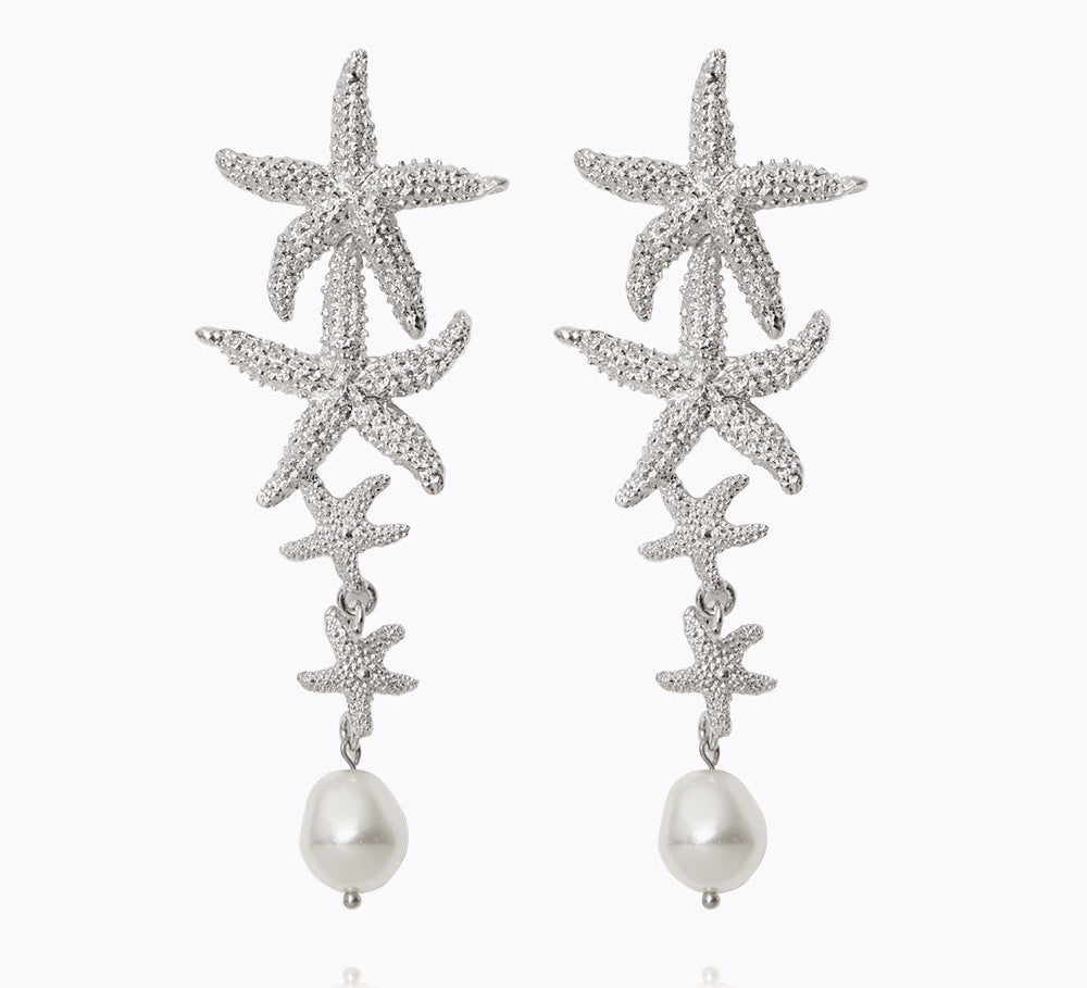 Falling Sea Star Earrings / Pearl