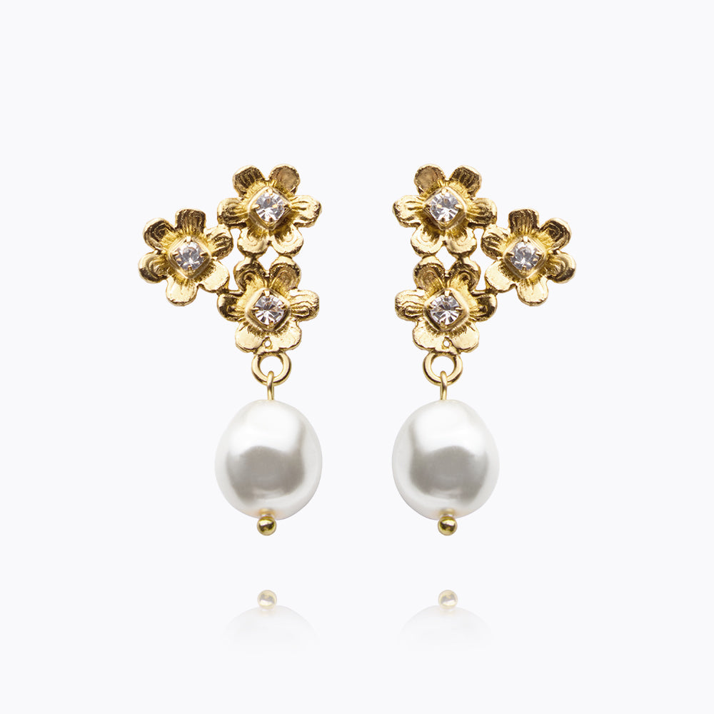 Caroline Svedbom - Juni Earrings Pearl Crystal Gold