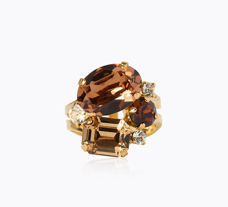 Caroline Svedbom - Mini Carolina Ring Rec Topaz Combo Gold