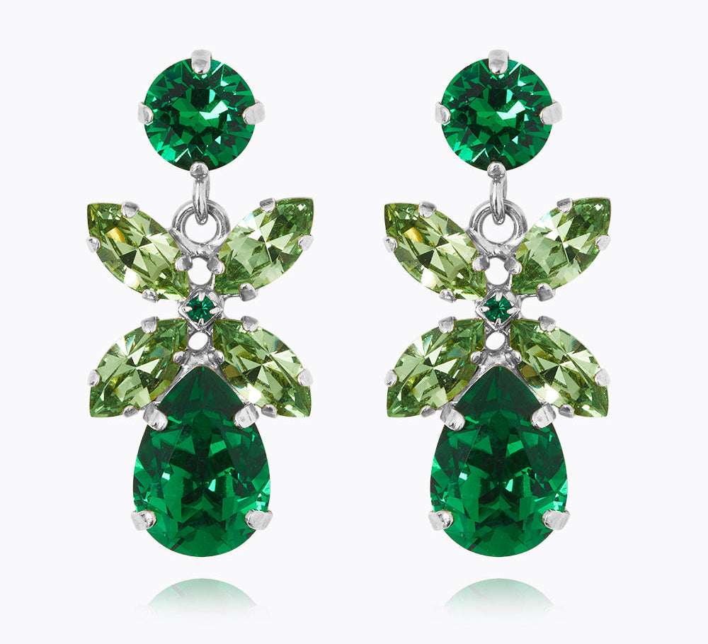 Caroline Svedbom - Mini Dione Earrings Majestic Green Combo Rhodium