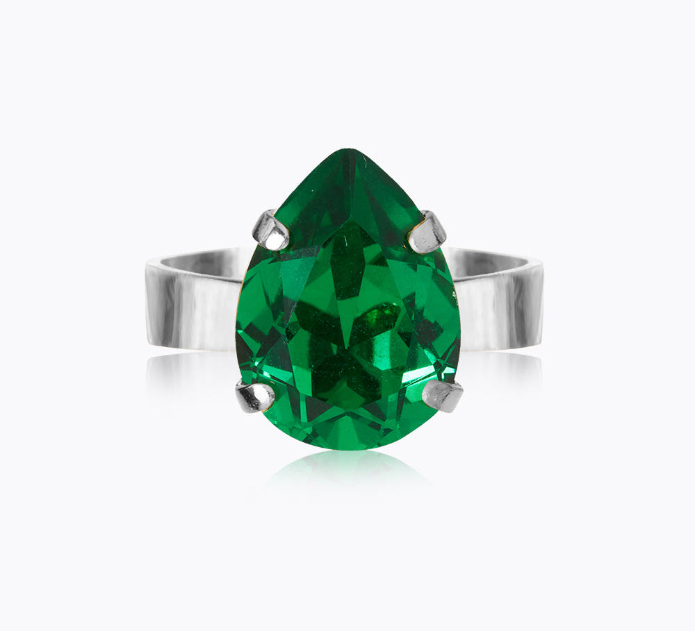 Caroline Svedbom - Mini Drop Ring Majestic Green Rhodium