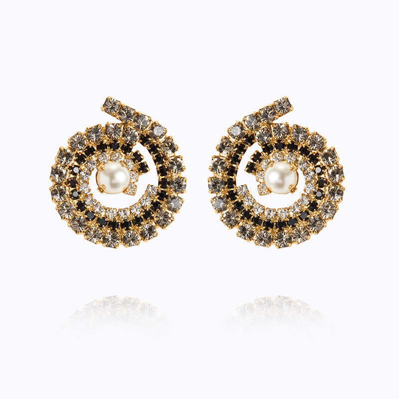 Caroline Svedbom - Mini Zia Earrings Jet Combo Gold