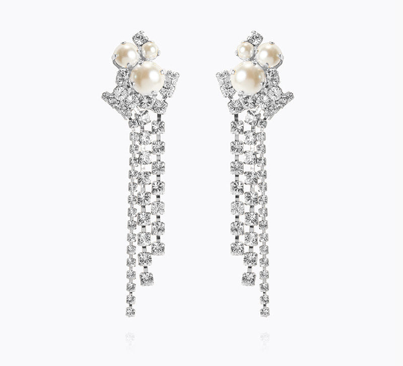 Caroline Svedbom - Molly Statement Earrings Pearl Crystal Rhodium