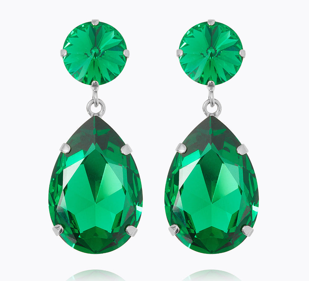 Caroline Svedbom - Perfect Drop Earrings Majestic Green Rhodium