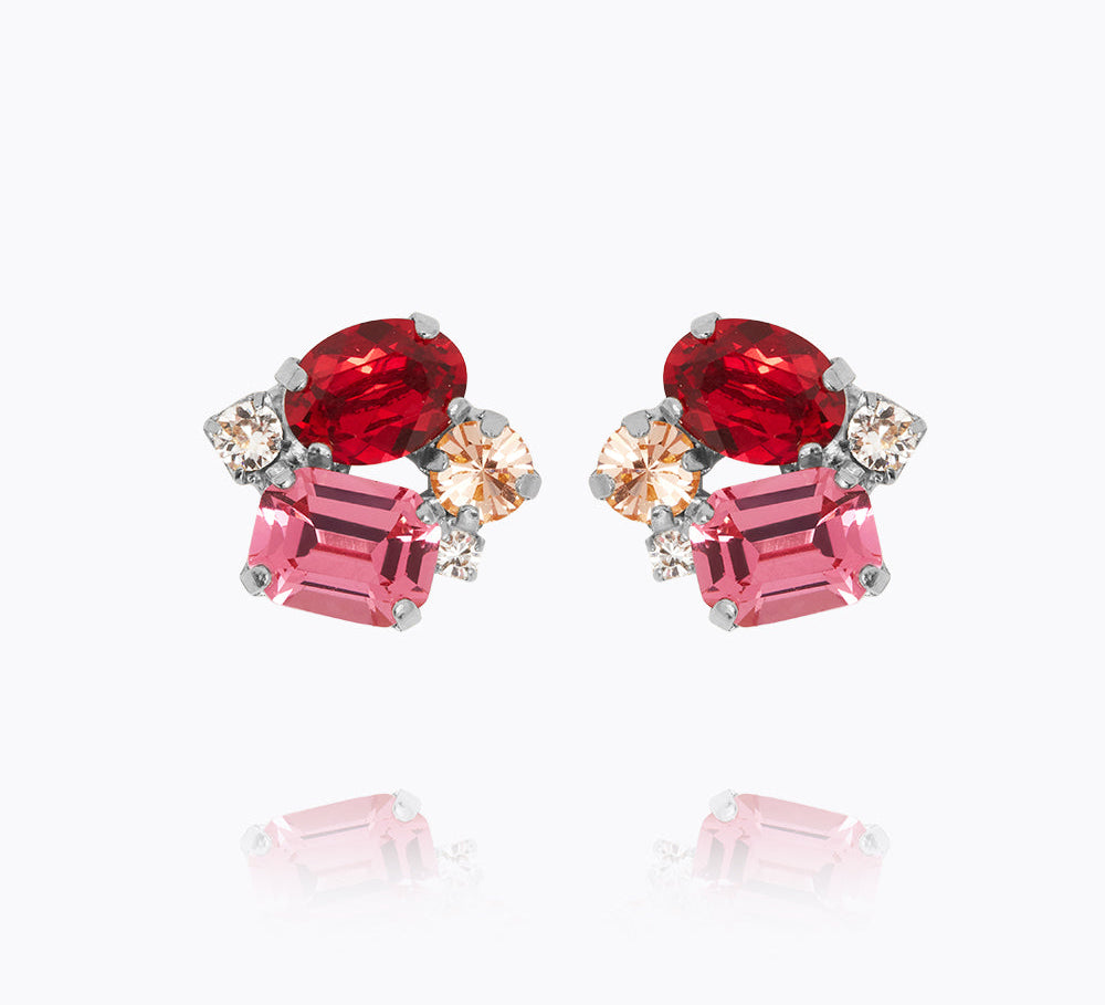Petite Carolina Earrings / Scarlet Combo