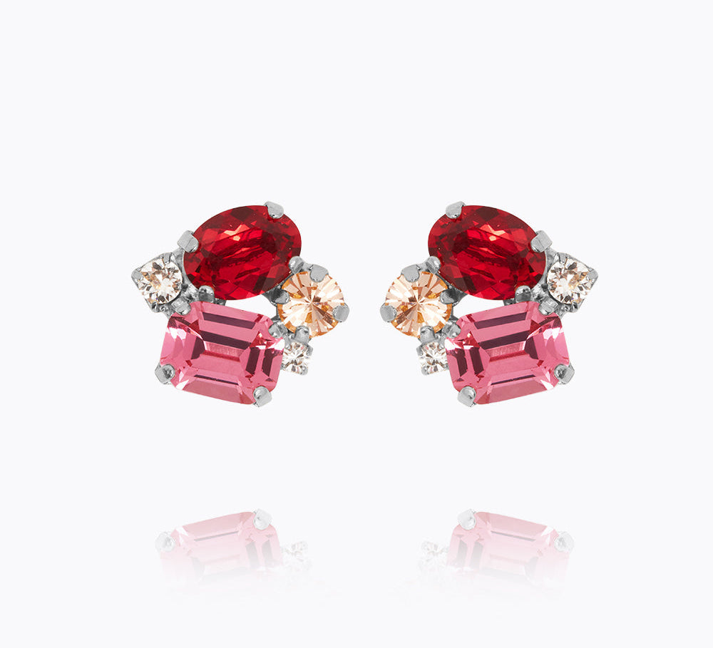 Petite Carolina Earrings / Scarlet Combo