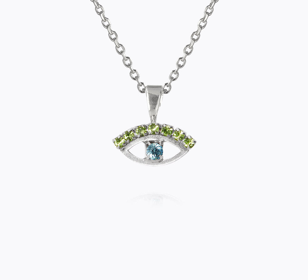 Petite Greek Eye Necklace / Green + Blue