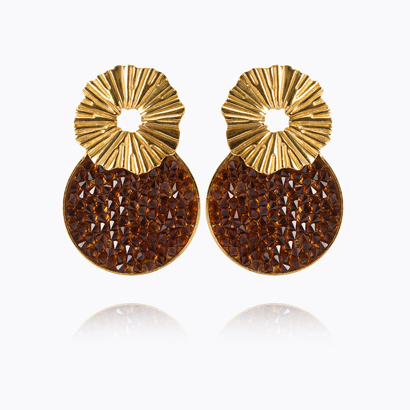 Caroline Svedbom - Vassia Rocks Earrings Rec Smoked Topaz Gold