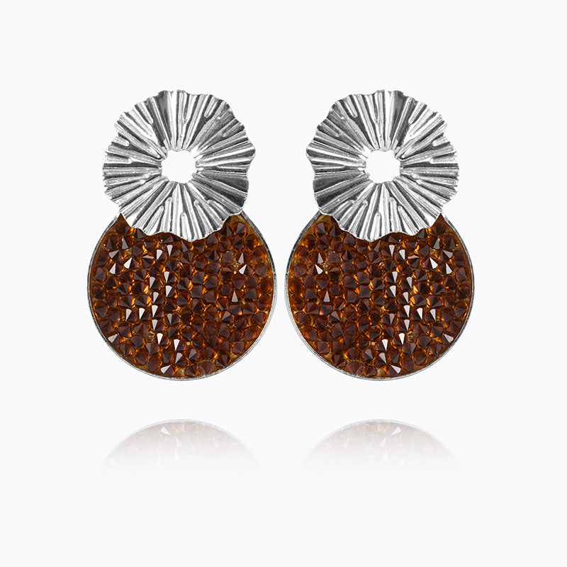Caroline Svedbom - Vassia Rocks Earrings Rec Smoked Topaz Rhodium
