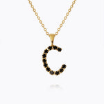 Caroline Svedbom - Mini Letter Black Necklace Letter C Gold