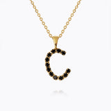 Caroline Svedbom - Mini Letter Black Necklace Letter C Gold