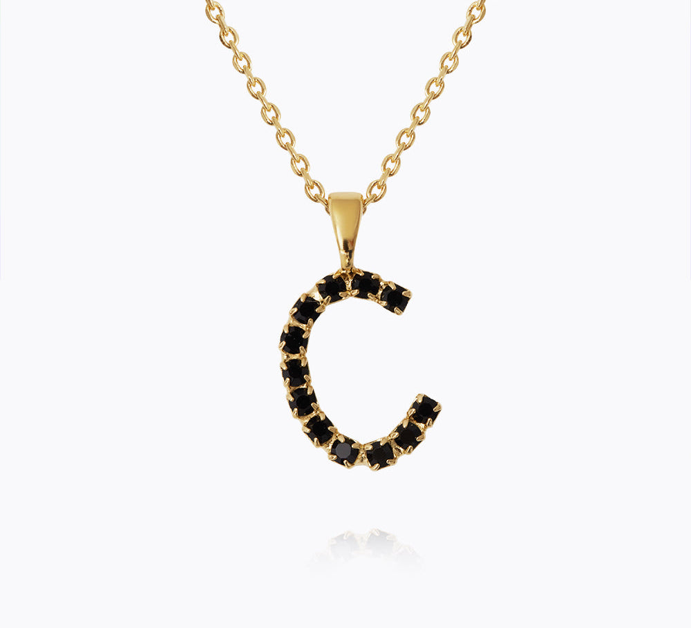 Caroline Svedbom - Mini Letter Black Necklace Letter C Gold