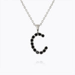 Caroline Svedbom - Mini Letter Black Necklace Letter C Rhodium