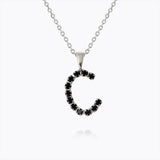 Caroline Svedbom - Mini Letter Black Necklace Letter C Rhodium
