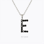 Caroline Svedbom - Mini Letter Black Necklace Letter E Rhodium