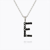 Caroline Svedbom - Mini Letter Black Necklace Letter E Rhodium