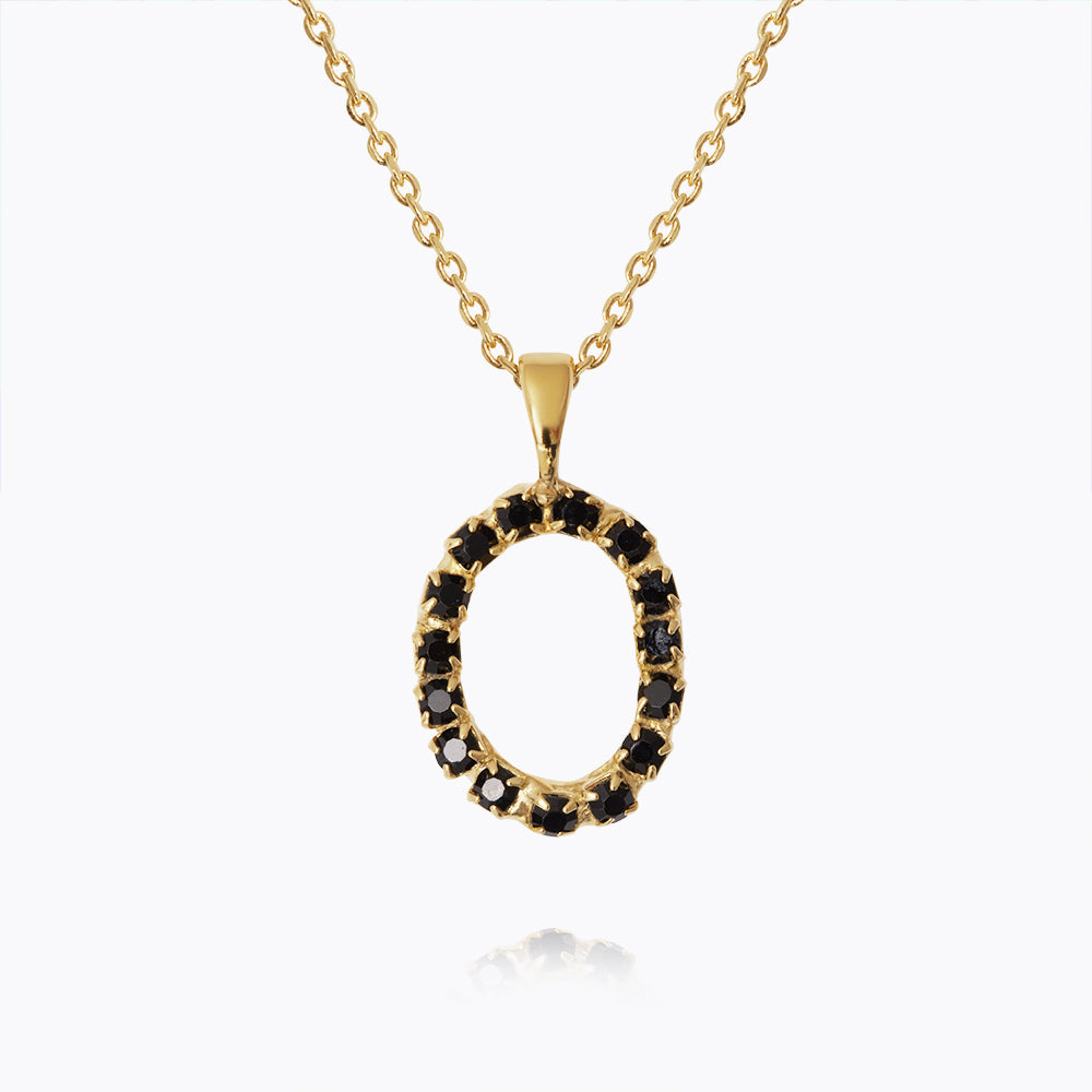 Caroline Svedbom - Mini Letter Black Necklace Letter O Gold