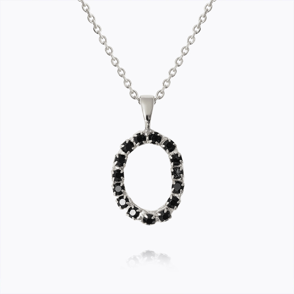 Caroline Svedbom - Mini Letter Black Necklace Letter O Rhodium