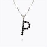 Caroline Svedbom - Mini Letter Black Necklace Letter P Rhodium