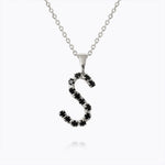 Caroline Svedbom - Mini Letter Black Necklace Letter S Rhodium