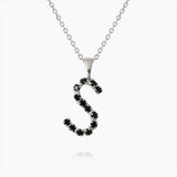 Caroline Svedbom - Mini Letter Black Necklace Letter S Rhodium