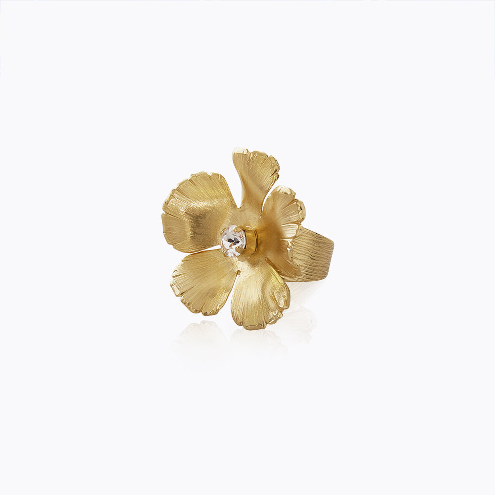 Caroline Svedbom - Anemone Ring Crystal Gold